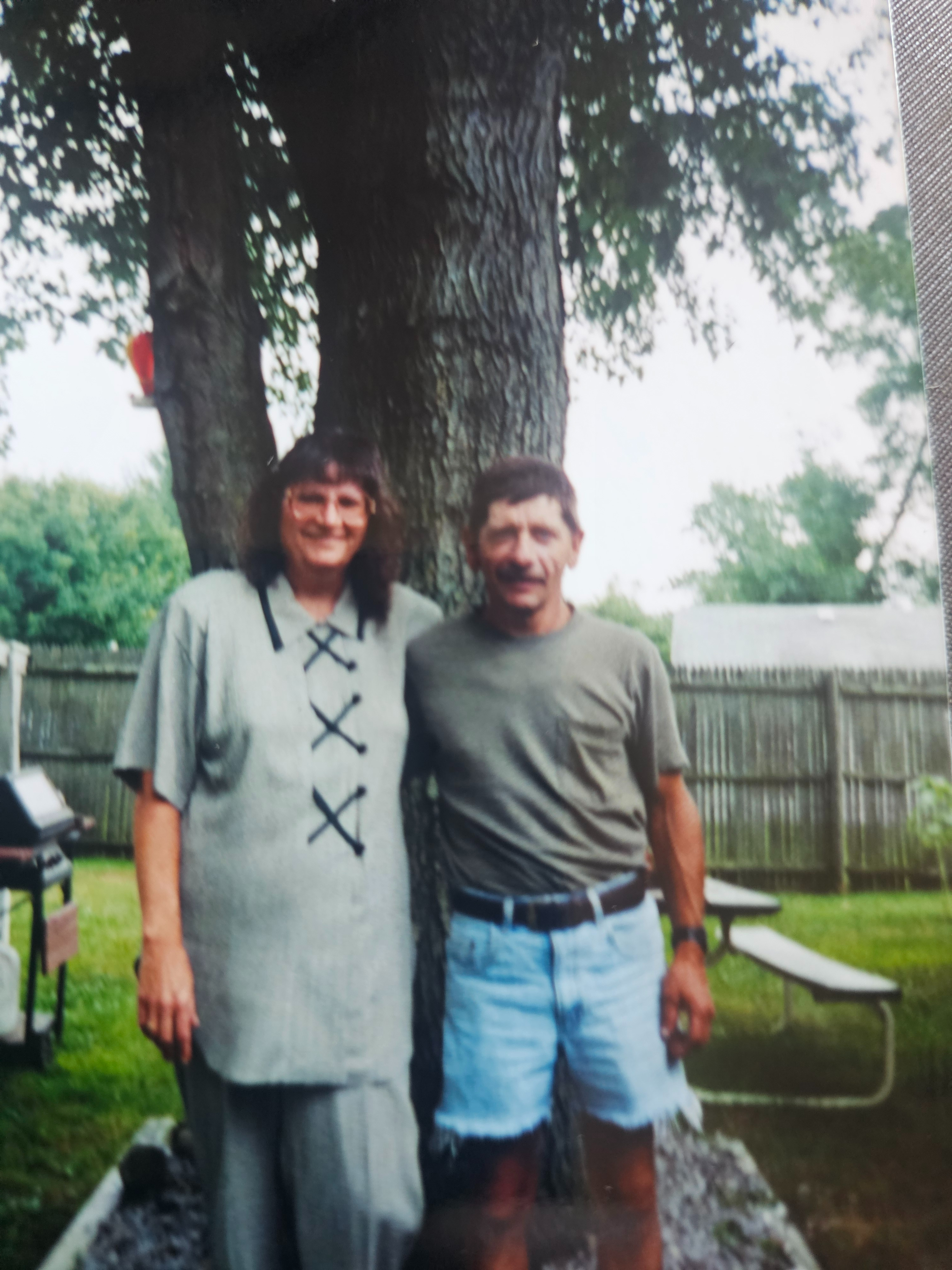 Gary and Carolynn in front of tree